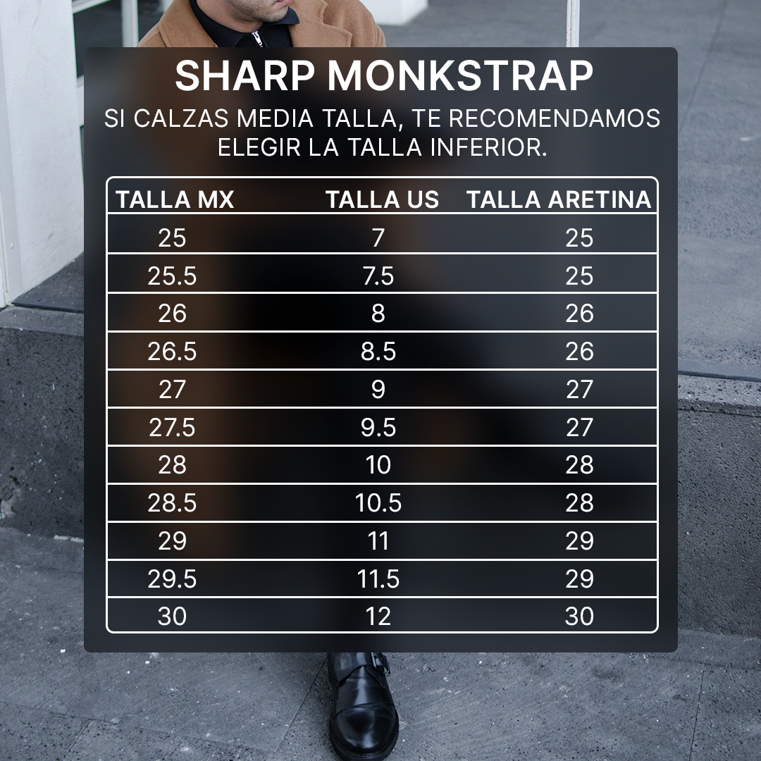 SHARP MONKSTRAP PIEL NEGRO ULTRALIGERO
