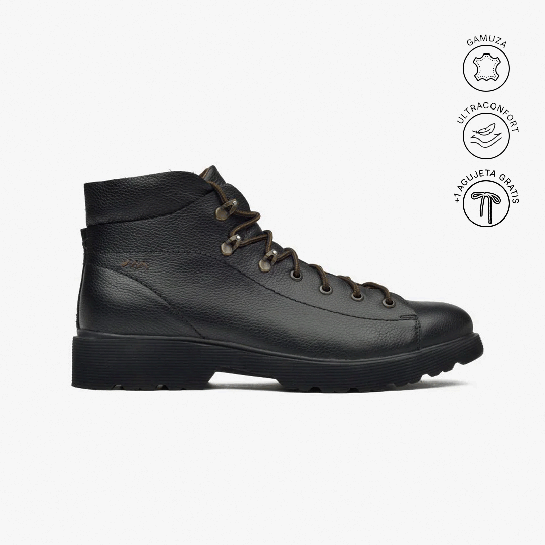 RONALDO | ULTRALIGHT LEATHER BLACK CHUNKY BOOT