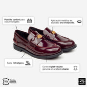 SANDRO PENNY LOAFER PIEL BURGUNDY