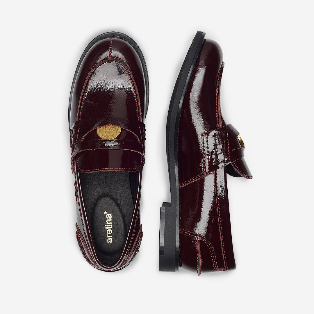 SANDRO PENNY LOAFER PIEL BURGUNDY
