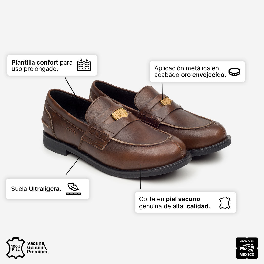 SANDRO PENNY LOAFER PIEL PARDO