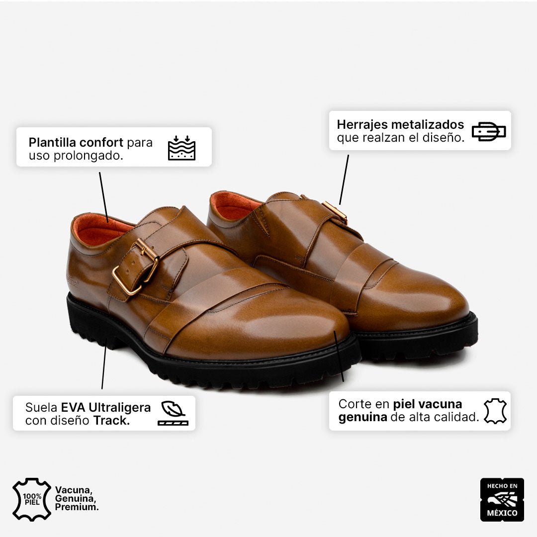 SHARP MONKSTRAP PIEL CAFÉ ULTRALIGERO