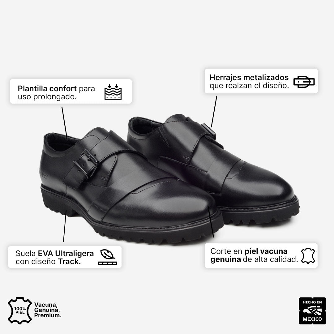 SHARP MONKSTRAP PIEL NEGRO ULTRALIGERO