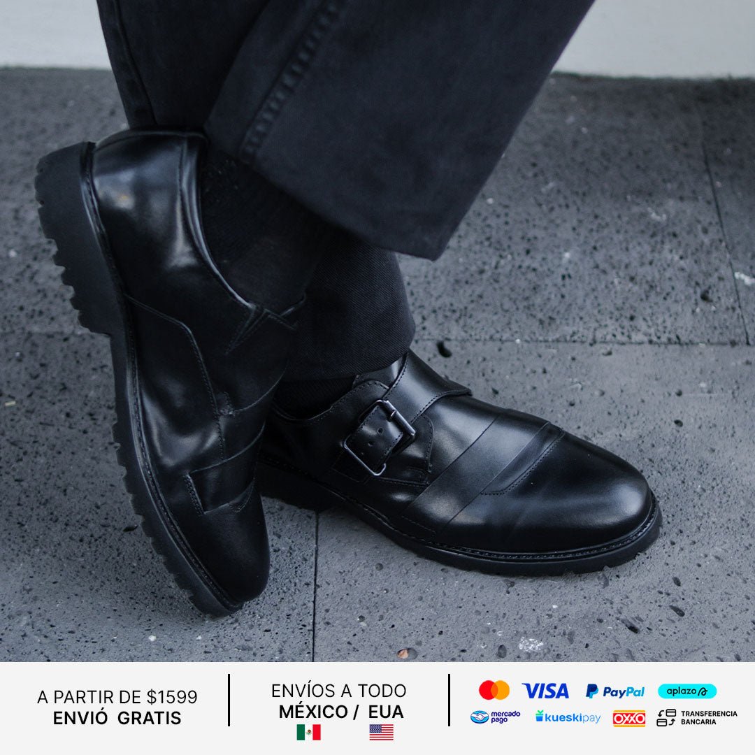 SHARP MONKSTRAP PIEL NEGRO ULTRALIGERO