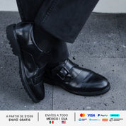 SHARP MONKSTRAP PIEL NEGRO ULTRALIGERO